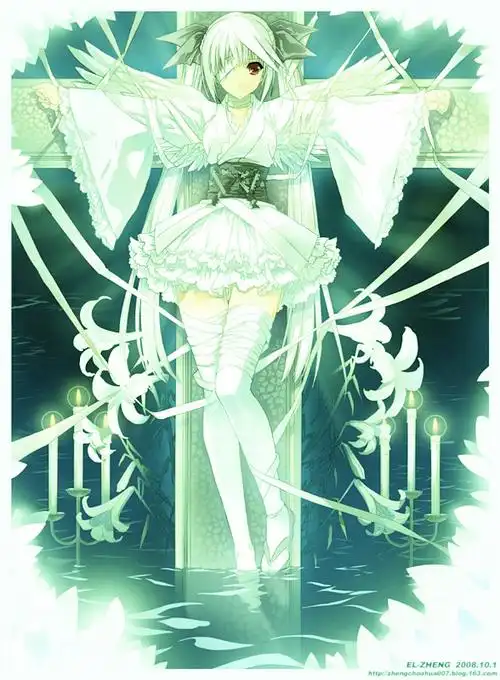 找一张动漫萝莉被铁链绑在十字架上的图片,绿色的谢谢急求!