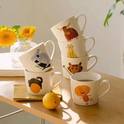 肆月马克杯家用创意可爱陶瓷杯子咖啡杯高颜值小众设计情侣喝水杯