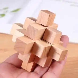 玩具成人小学生老人智力解环儿童解扣解锁连环扣孔明锁 原木色九通