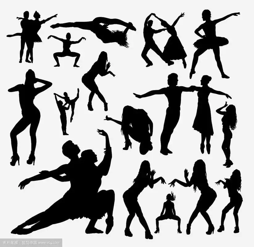 舞者男女动作剪影