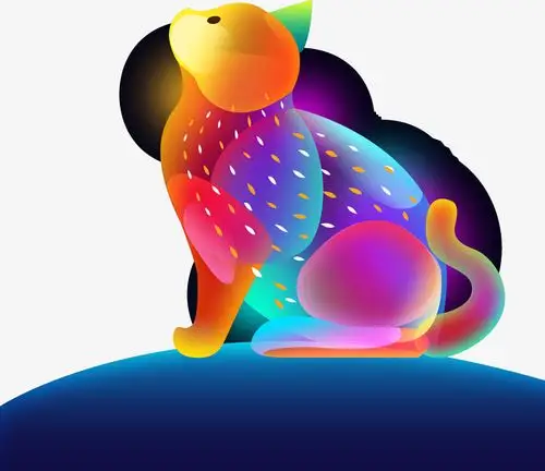 星空梦幻猫咪装饰插画