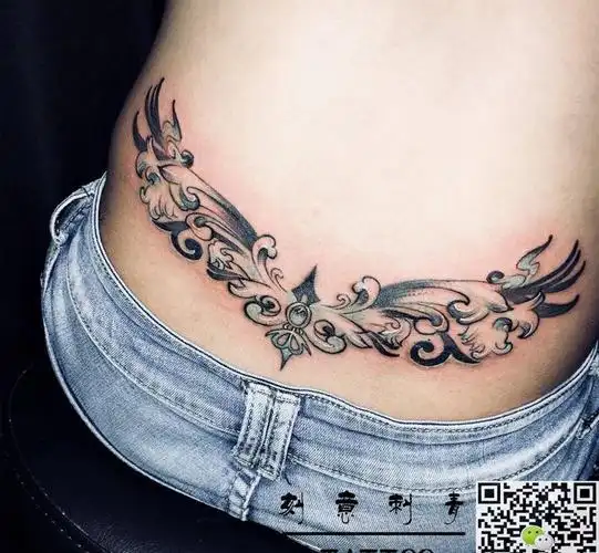 腰花纹身图片_成品背部腰部欧美纹身图案