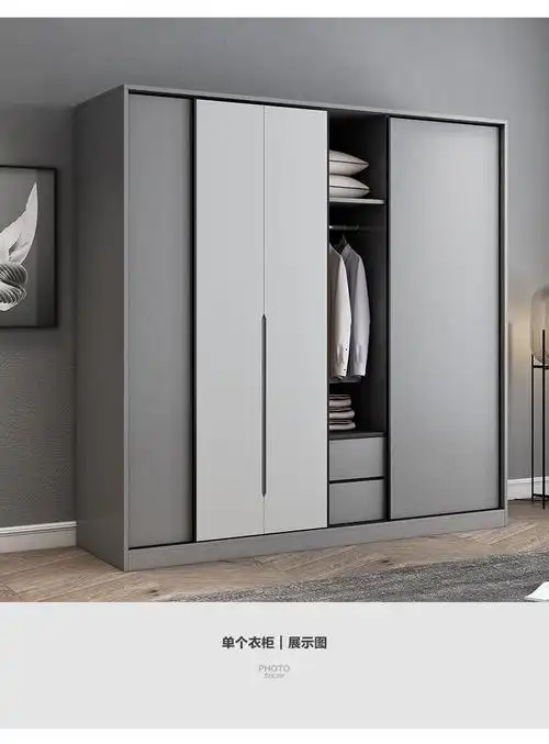 2022新款推拉门衣柜现代简约家用趟门柜卧室简易收纳储物柜网红组装