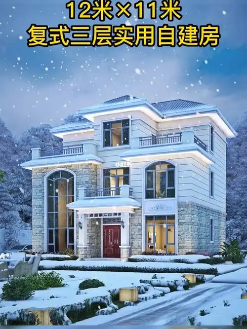 农村三层带露台复式别墅施工图纸及效果图