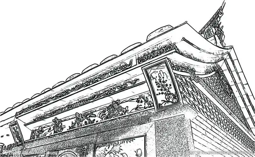 闽南厝古风矢量瓦房房屋图片