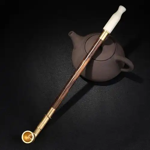 手工玉石烟斗锅子大锅男士老式旱烟袋杆岫设计烟斗