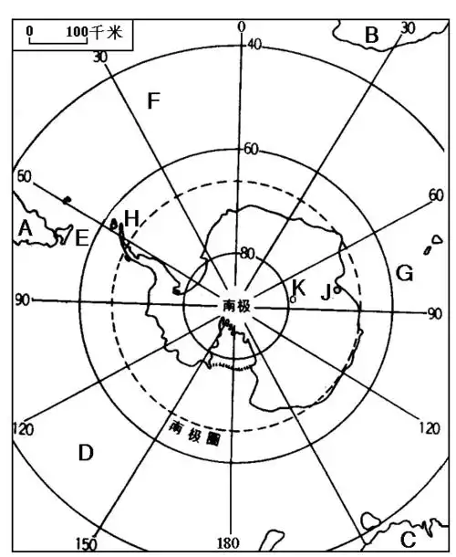 读南极洲简图,完成下列要求