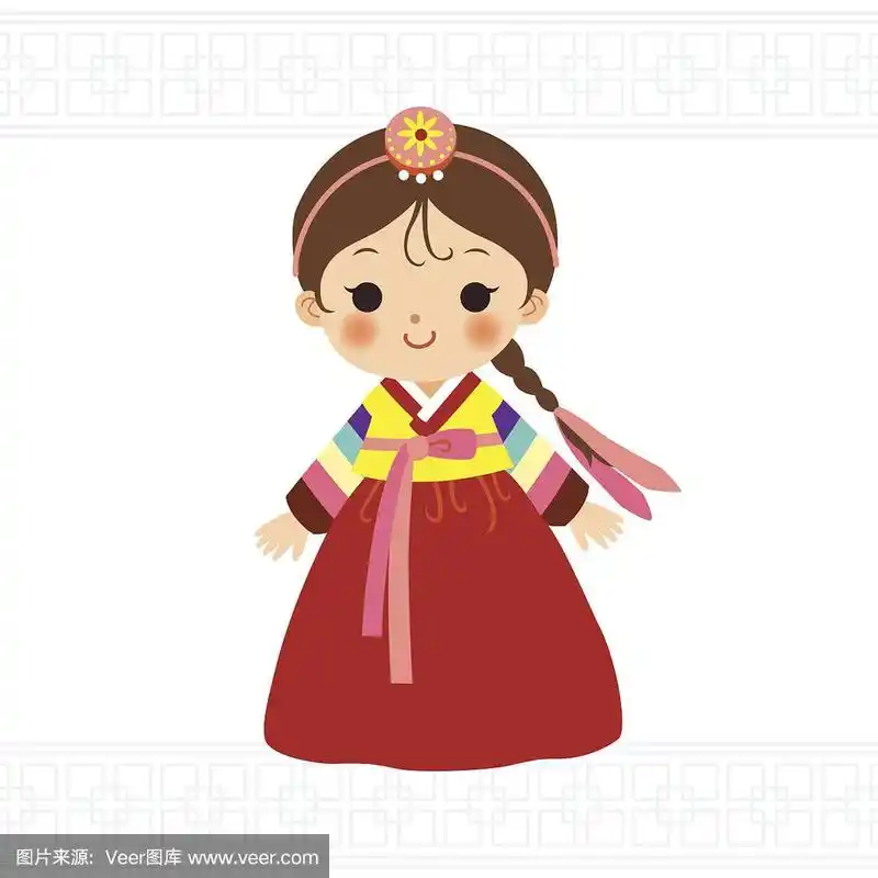 可爱的小女孩穿着韩国传统服装