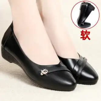 女士单鞋>箐盁>箐盁妈妈鞋子女40-50岁皮鞋平底皮真皮软底单平跟中年