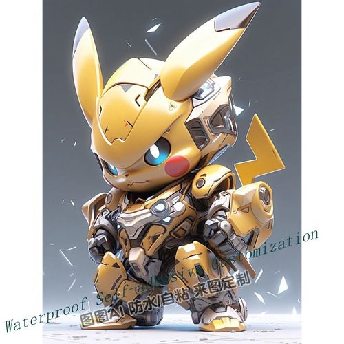 潮玩可爱q版贴画机甲风帅气皮卡丘高清贴纸墙贴画宿舍卧室diy贴纸