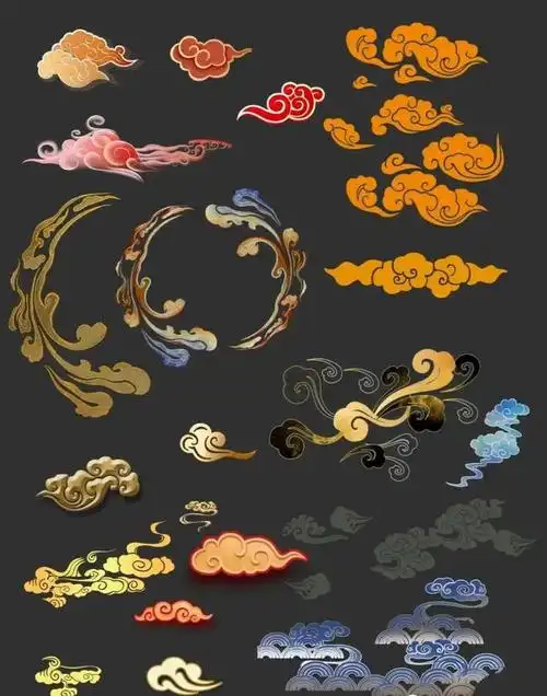 素材500朵古风祥云花纹参考