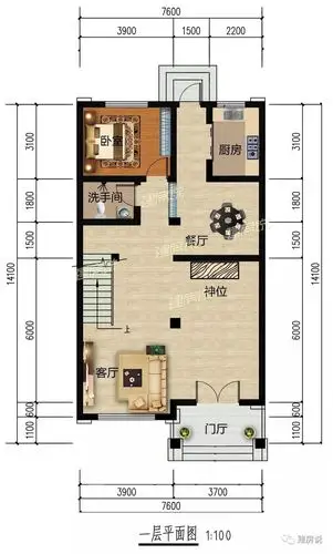 少见!7x14米4层别墅,开了后门,带神位和2个储藏室