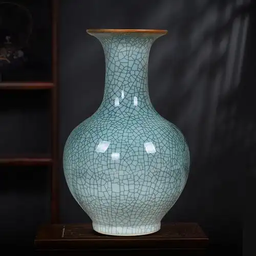 景德镇陶瓷花瓶摆件客厅插花仿古典官窑中式家居装饰品工艺品瓷器