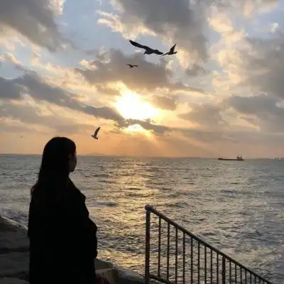 ins风优质海边背影女生头像