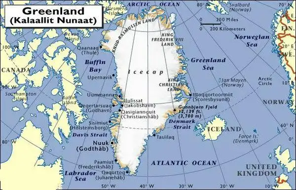 资料图:格陵兰岛地图.
