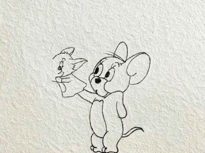 是心动呀猫和老鼠简笔画情侣篇