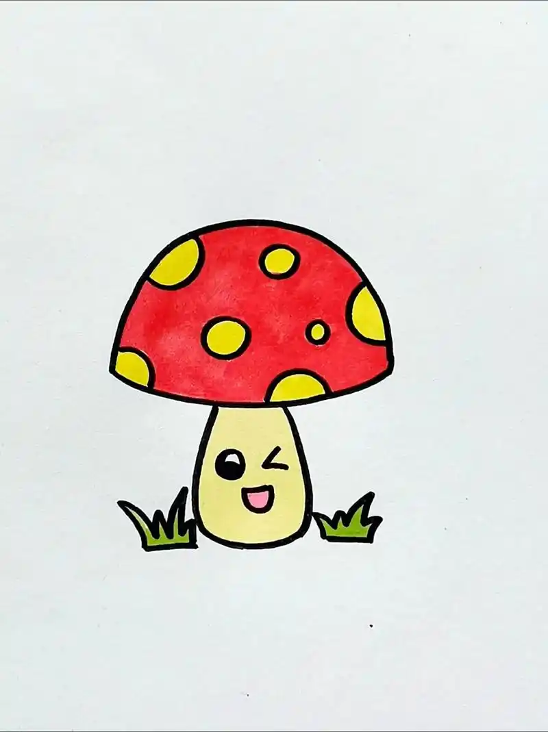 简单易学的小蘑菇简笔画教程,一看就会,简 - 抖音