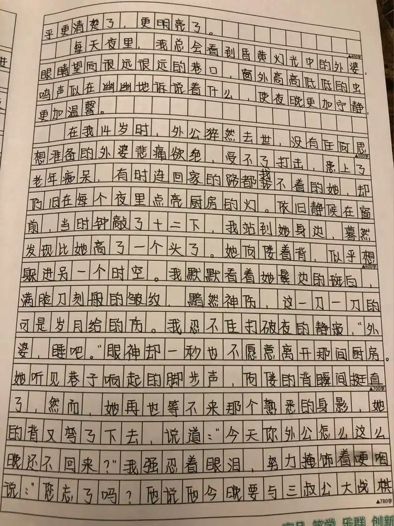 作文《我读懂了那盏灯》 半命题作文《我读懂了_____》 	 手写摘抄