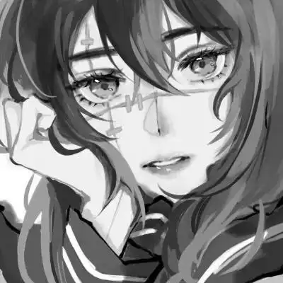 动漫女生头像高清黑白图片