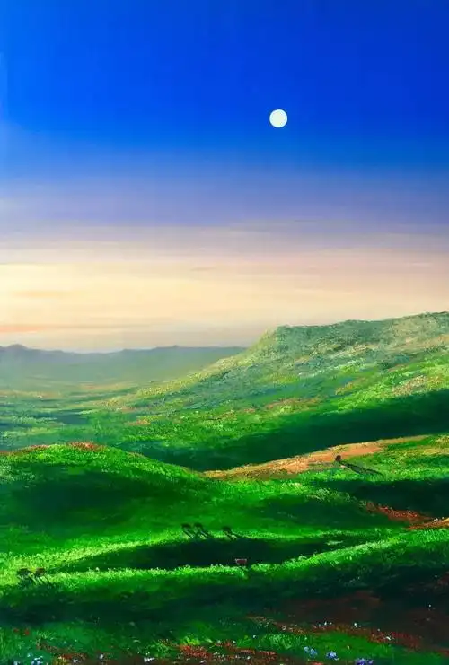 戚发旭在鲁甸鸭子塘举办月亮系列油画展7月28日结束