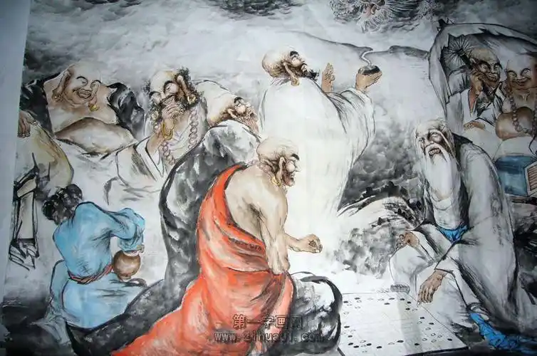 人物画十八罗汉图