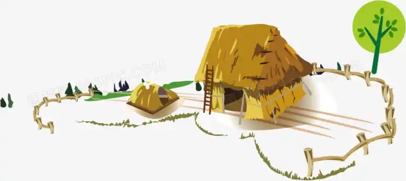 矢量卡通茅草屋