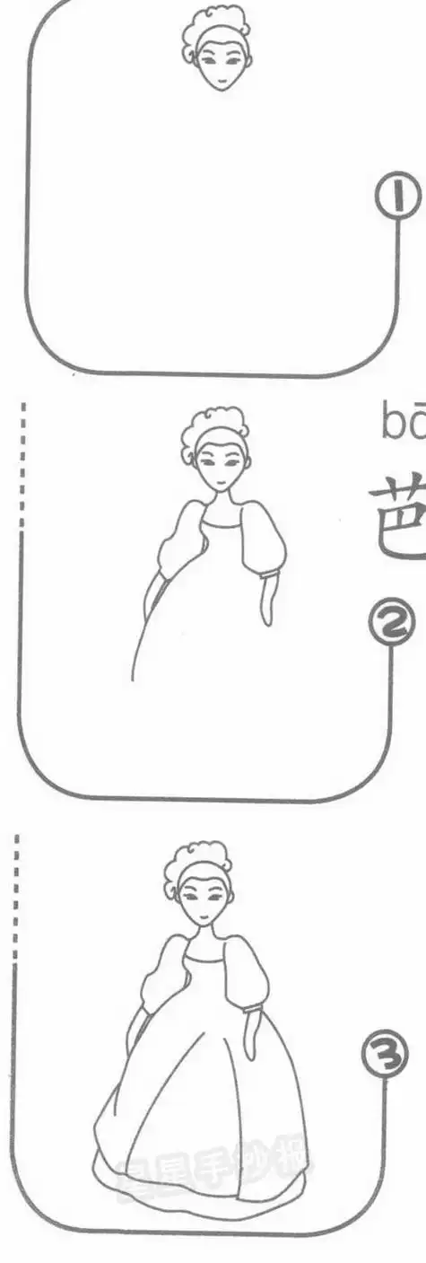 儿童芭比娃娃卡通简笔画可爱