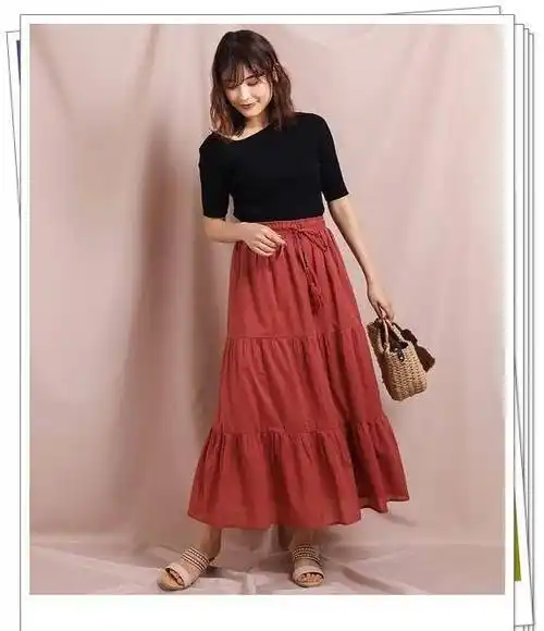 原创夏天穿红裙太美了红色半身裙的日系搭配示范女人味爆表