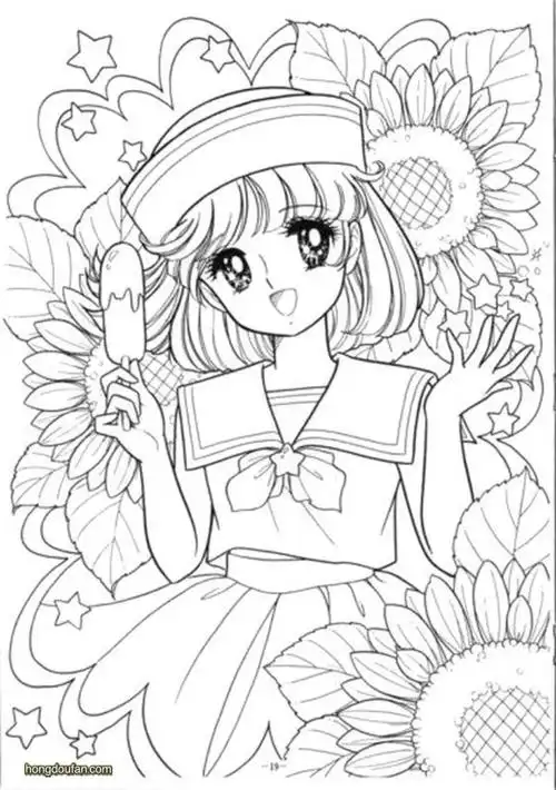 水汪汪的大眼睛,卷曲的头发,漂亮的裙子,非常适合女孩子们涂色.