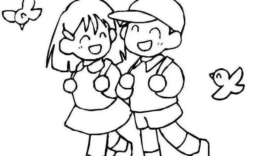 小学生牵手简笔画 简笔画图片大全-蒲城教育文学网
