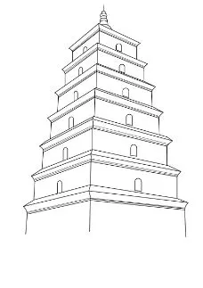 西安大雁塔矢量图