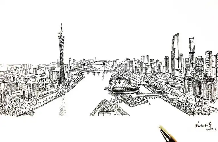 广州珠江速写