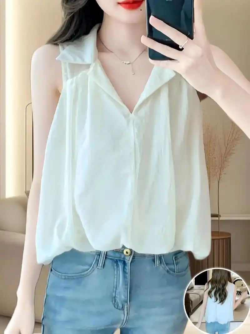夏季新款必备,雪纺女短袖上衣