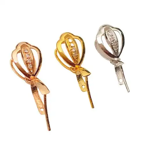 纯18k金新款皇冠瓜子扣玉坠黄金夹扣翡翠项链和田玉吊坠卡扣diy