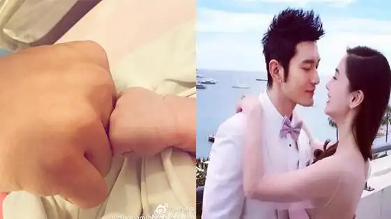 17日下午,黄晓明通过个人微博分享老婆angelababy于当天在香港顺利产