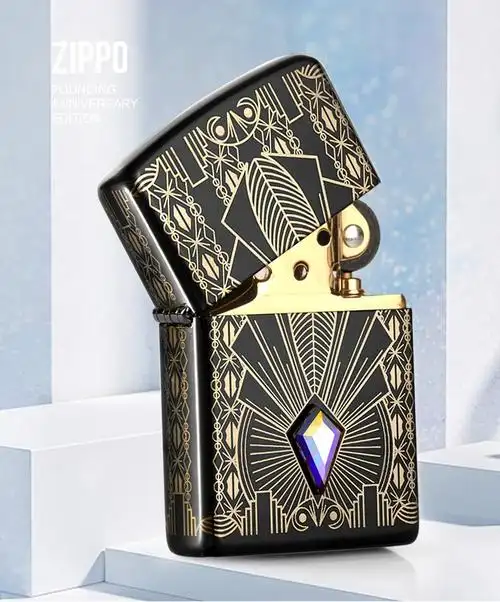 美国之宝zippo打火机原装进口2021年度机c21典藏黑冰金粉世家限量版镶