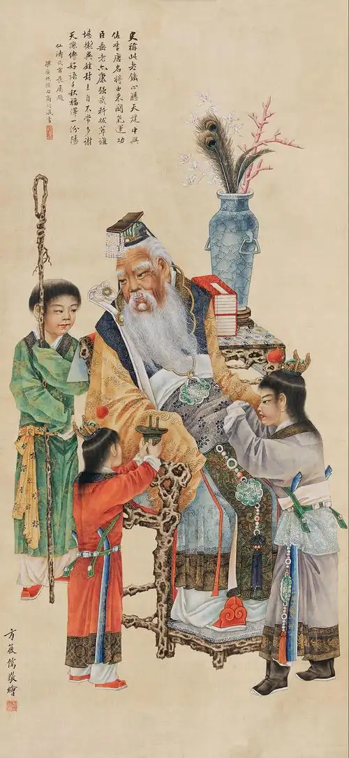 7260献寿图立轴设色绢本