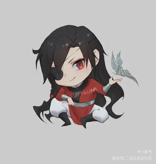 凑一对_天官赐福花怜花城平涂q版同人绘画作品