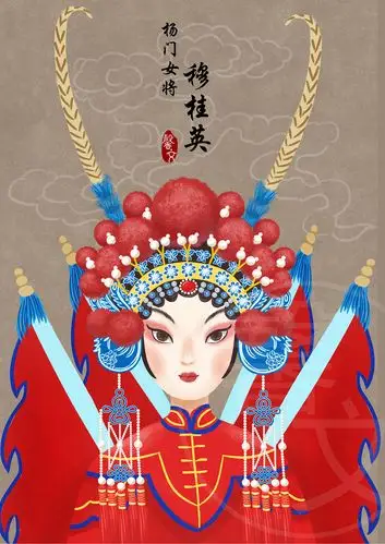 桐门打卡:京剧人物穆桂英|插画|创作习作|米多多呀 - 原创作品 - 站酷
