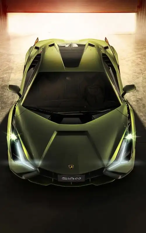 亮绿色兰博基尼跑车手机背景图片