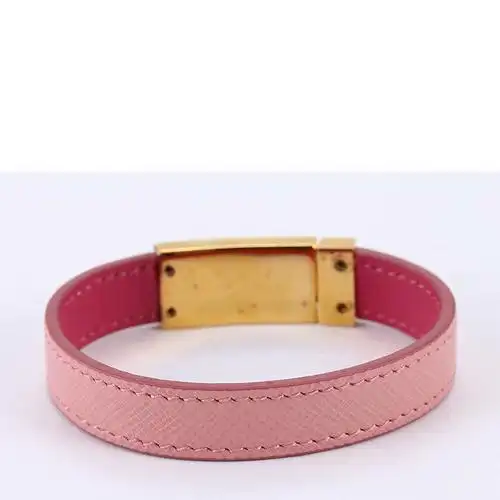 prada(普拉达) #粉色皮质logo扣手镯 m 17cm