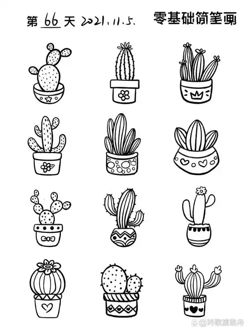 控笔打卡第66天【100天】仙人掌简笔画素材