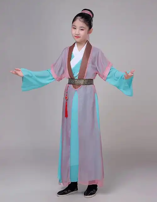 纸扇书生舞蹈演出服儿童古装汉服新款国学服装儿童演出服