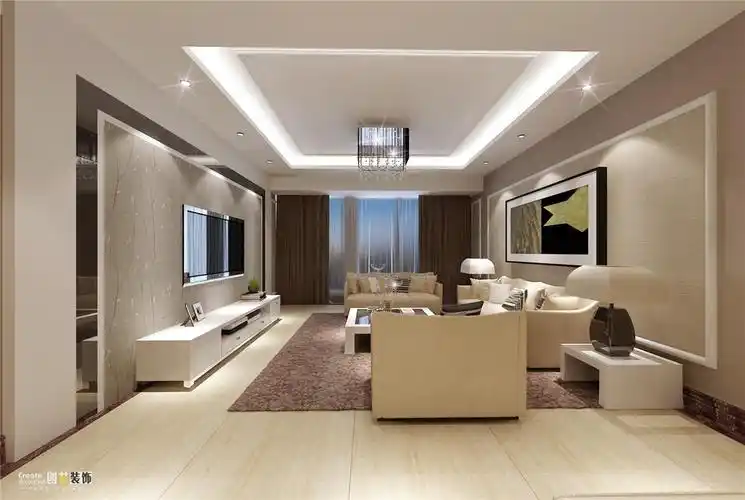 天花板台灯家具吊灯电视柜吊顶沙发电视柜现代风格客厅吊顶装修效果图