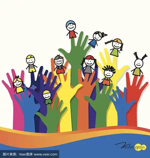 可爱快乐的卡通孩子的手指.矢量插图.