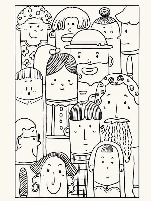 卡通叠在一起简笔画