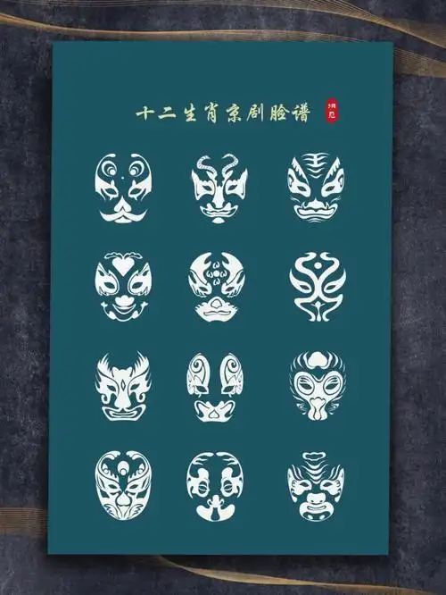 十二生肖京剧脸谱图腾纹样