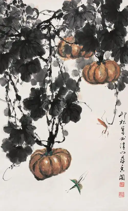 1445南瓜立轴设色纸本