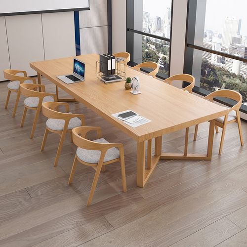 公司职员会议培训大型实木办公桌椅组合图书馆阅览室休闲洽谈长桌