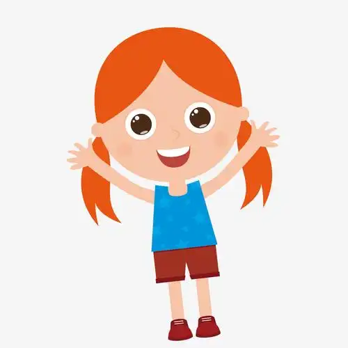 卡通快乐的绑辫子的女孩人物免抠素材免费下载_觅元素51yuansu.com